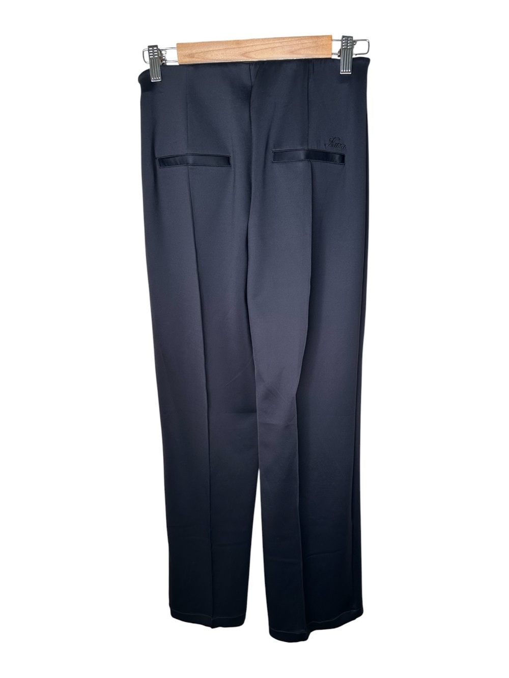 Nama Scuba Pintuck Pants Black Size Large High Rise Stretch Straight Leg New - Picture 7 of 13
